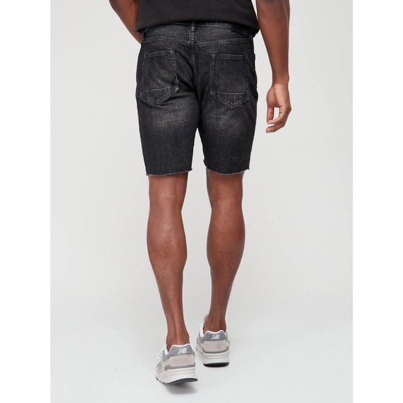 NEW ALLSAINTS Switch Denim Shorts Men's Size 33 Washed Black Raw Hem Slim Fit - Picture 6 of 11